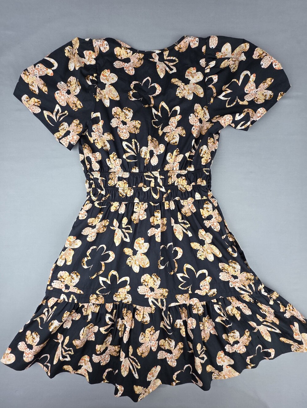 Anthropologie Somerset Floral Mini Dress XS Tiers Elastic Waist Pockets Cotton - Picture 3 of 5